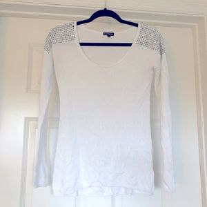 Express white sweater with rhinestone detail